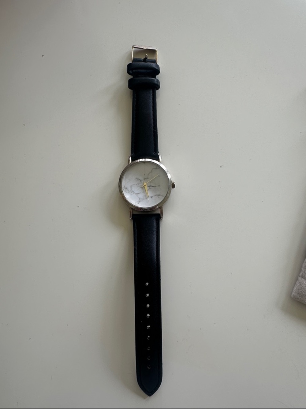 Francesca's Collections Black Strap Marble Face Watch
